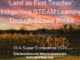 Feature Image for "Land as First Teacher: Indigenous STEAM learning through picture books" by Olivia Rondeau, Gail Brant-Terry, Dianne Sedore-McCoy, and Patricia Sutherland. The image features clouds in a sunset over a field of corn and is taken from their OLA Super Conference 2024 presentation. It also contains the Mohawk phrase "she:kon tanon wa'tkwanonhwera:ton" which means "Hello and Welcome"