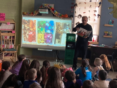 Author Emil Sher visits Grade 1 classroom